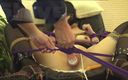 BDSM hentai-ch: Un massaggiatore elettrico viene fissato al cavallo in bondage e...
