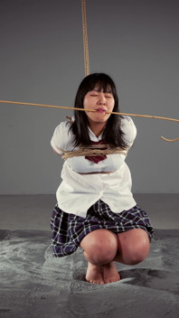 Miwa Kiritani Hands Tied Behind Her Back While Tesshin Doyama Stimulates Her Feet