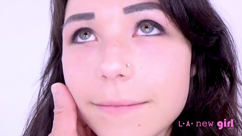 L.A. New Girl: Amateur tiny teen sucks &amp; fucks big cock at photoshoot for...
