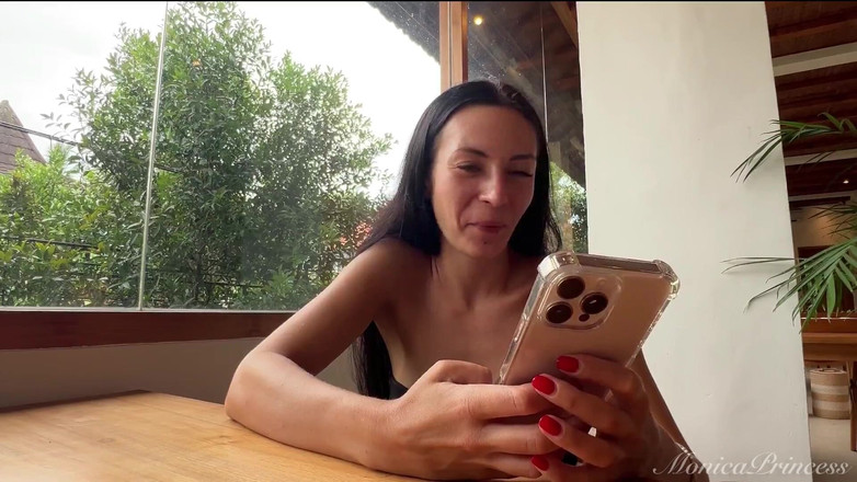 Princess Monica: Working on Laptop, Boobs Flashing in Public Co-working Space