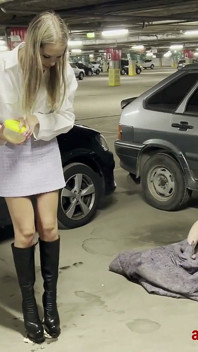 Valeria op de parkeerplaats