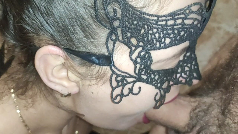 DirtyLubov: Blowjob in Bathroom in Black Mask