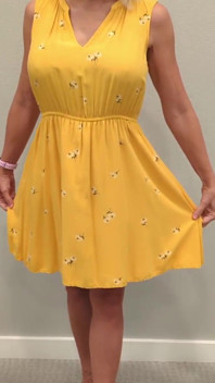 Stella in a Yellow Sun Dress with Black Heels