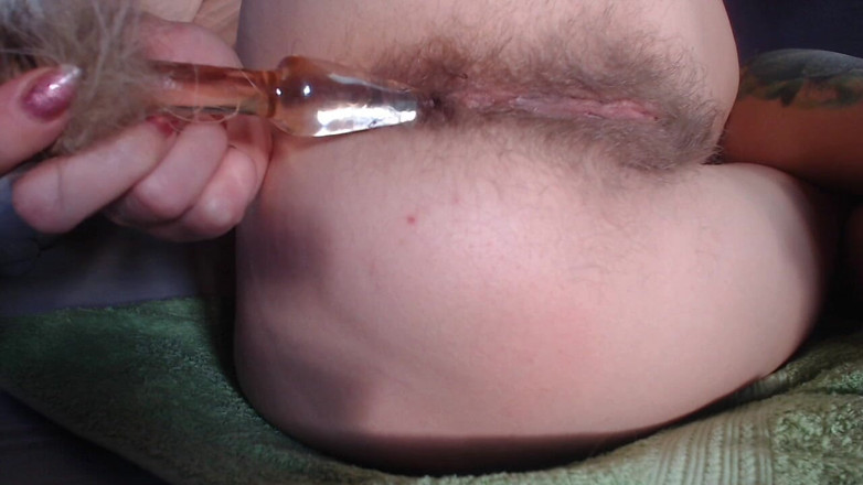 Risky Hairy Couple: Girl Playing with Her Hairy Asshole Tail