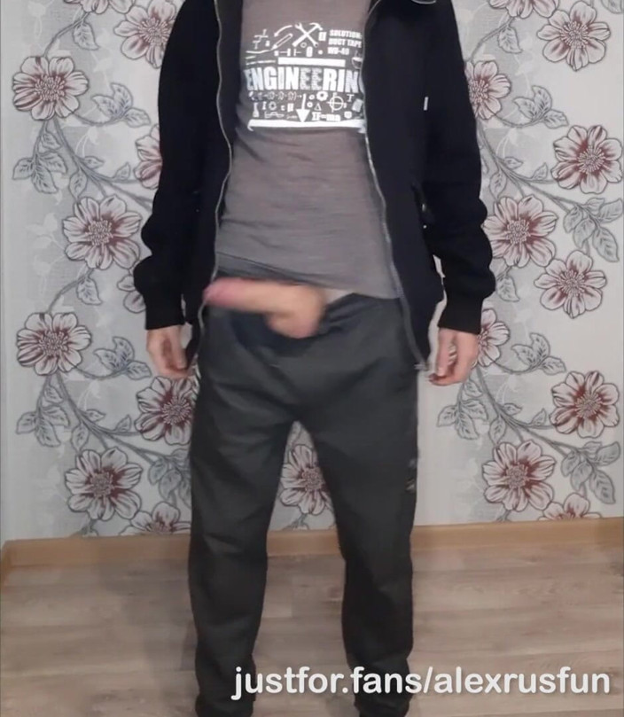 AlexRusFun: Hot horny teen shows his big cock on camera and...