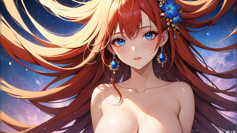 AI Girls: Painted Reflections - Künstlerische nackte Frau mit augen voller farbe