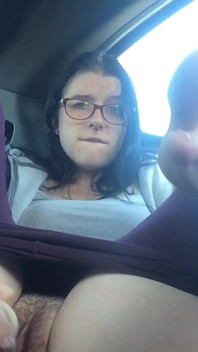 Fucking My Hairy Pussy in the Car