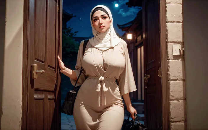 PyxelAi: Ai-generated Hijabi Hotwife's Wild Night - Experience