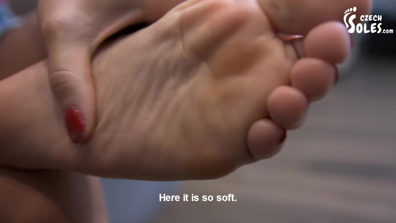 Czech Soles - foot fetish content: Rubbing lotion on her sexy rough soles
