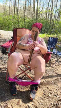 Naughty Slut in the Woods Finds a Big Fat Log and Fucks in All Her Holes and Squirts It Hard