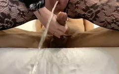 The girl squirted all over with a big dick in her pussy