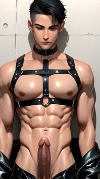 Soft Leather Twink in Harness Hard Slamming Fleshlight