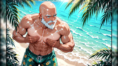 Erotic Man: Handsome Bald Old Man Shirtless