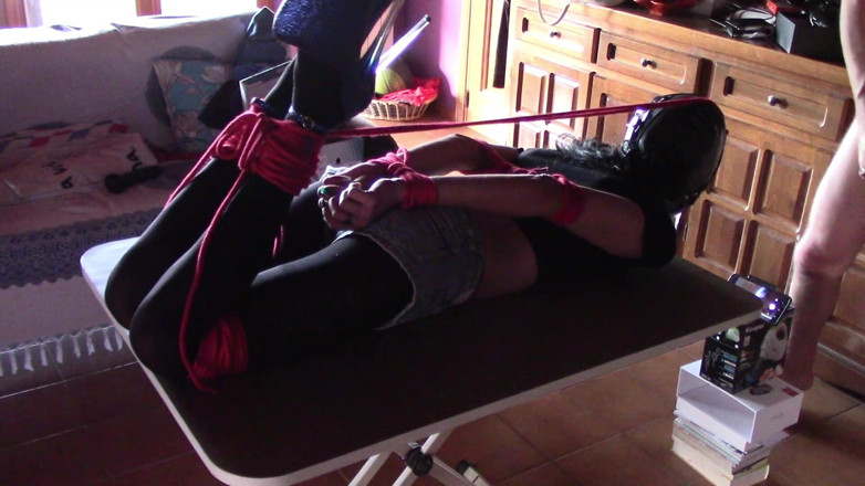LauraOnHeels: 17 minutes of hogtied extreme blowjob and deepthroat on high...