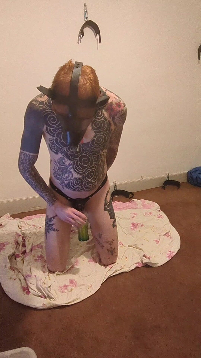 Pupdan: Sumisa divertida con su polla bloqueada