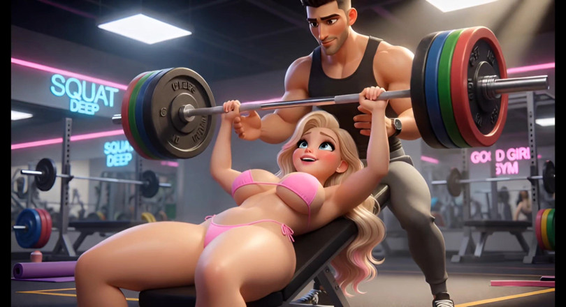 Stories&Anime: Topless rubia del gimnasio puta obediente entrenamiento de entrenamiento