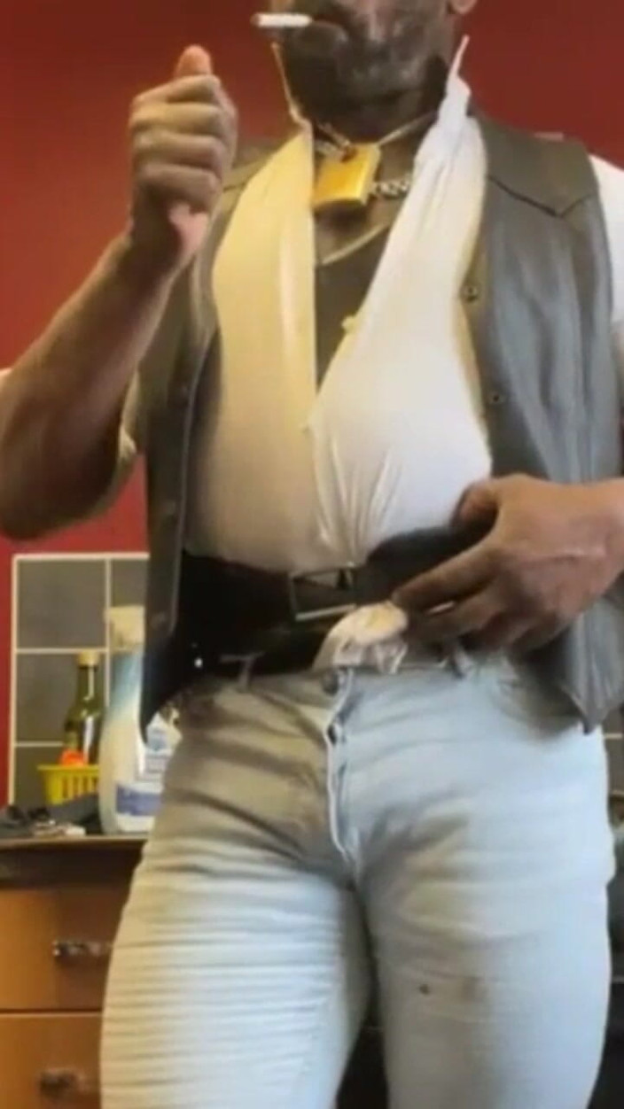 Black Muscle Stepdad: Black Muscle Pre Party Leather and Denim Smoke Compilation