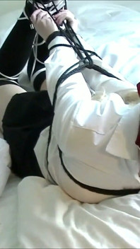 Hogtied Blonde Gagged with Panties, Ballgag and Microfoam Tape!