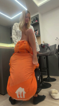 18 Year Old Italian Webcam Star Blonde Pays the Delivery Guy with Sex and a Cumshot in Her Mouth