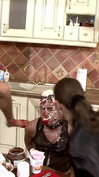 Submissive Slave Covered in Messy Delight