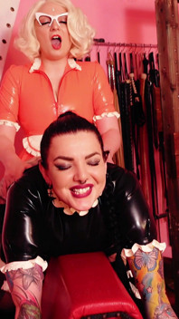 Lesbian sex with dildo - strap-on fuck!