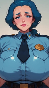 Blue Hair Ai Fanart Police Officer