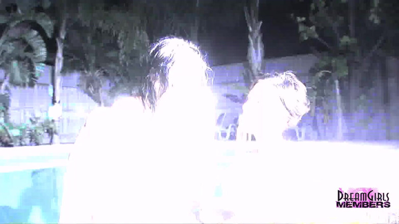 Dream Girls: Two freaks play with a double glass dildo in the...