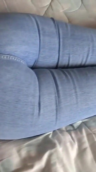 Beautiful Stepmom's Big Ass with Her Jeans on and Jeans Down, I Cum on Her Ass
