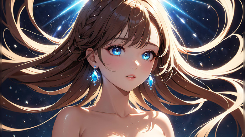 LustRender: Swirl of Light: a Beautiful Young Woman Brushing Her Hair...