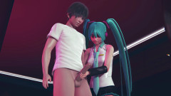 Waifu club 3D: ミクは公共の場でゲストにコックをジャークオフ