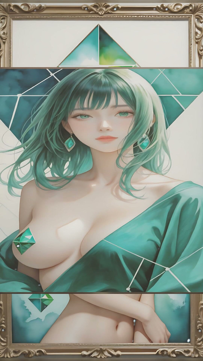 LustRender: Nude Silhouette in Emerald Geometry