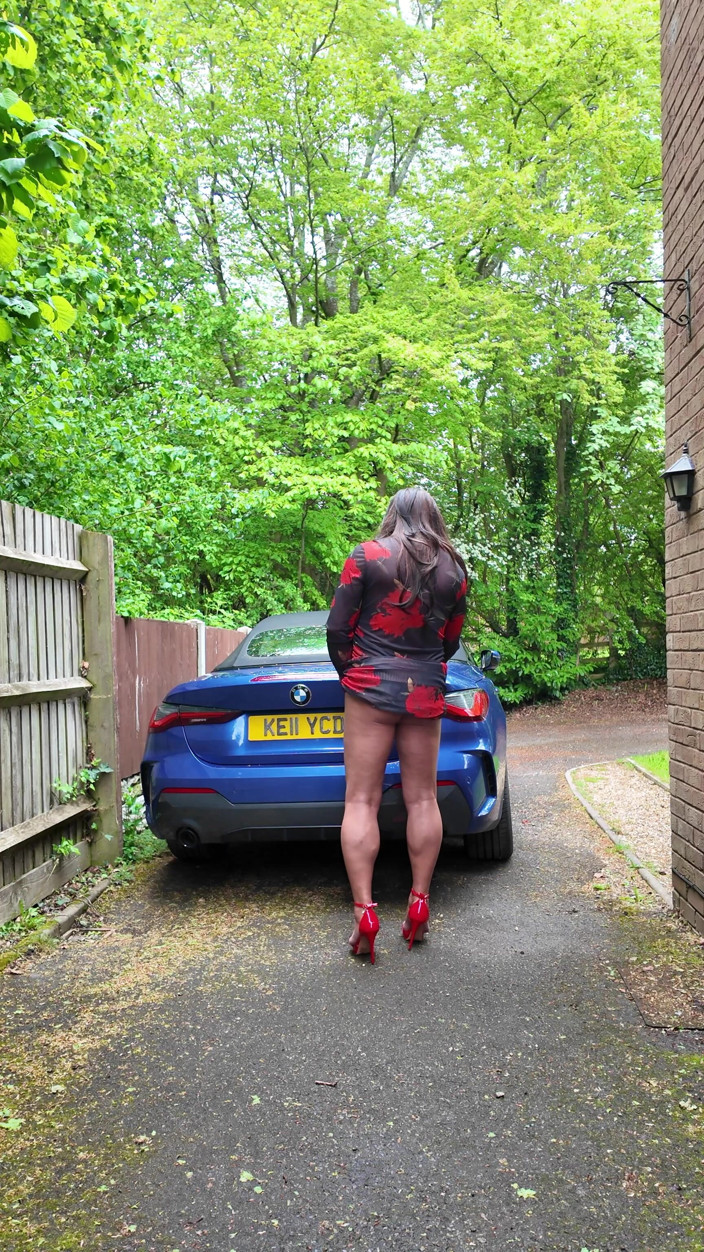 Kellycd2022: Crossdresser Kellycd2022 in Long Black and Red See Thru Dress...