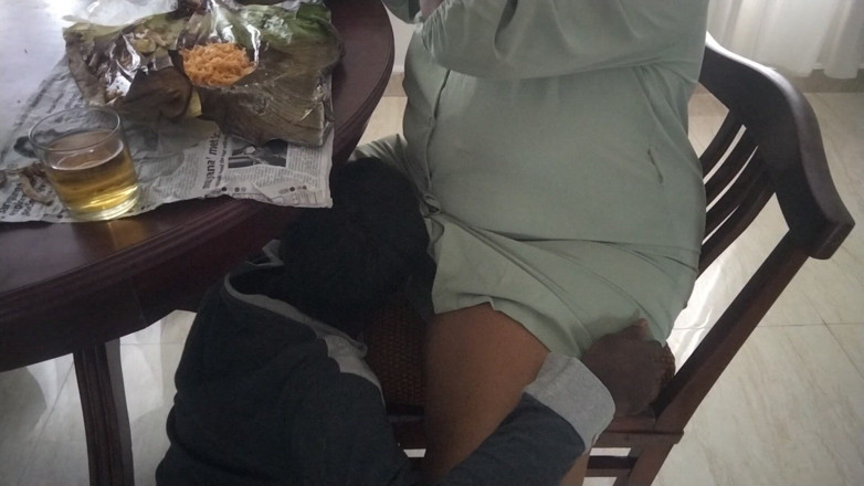 Tamil lesbian: Dining Table Hot Pussy Sucking