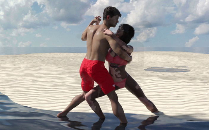 3D Cartoon Porn: Moje kolej 90 - plážová míčová hra a taneční show