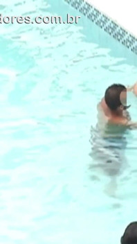 Boy films shameless friends naked in the pool