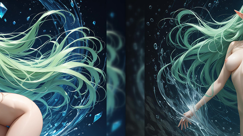 LustRender: Lustrender 幻灯片:裸体精灵女人流动的头发自然形状 - ai 视频