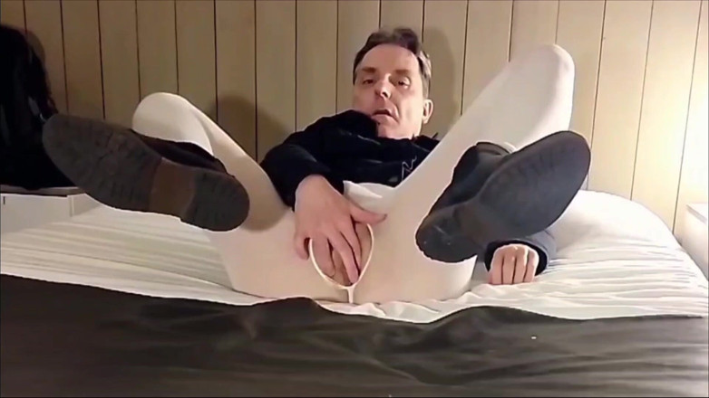 Joy Stardust: Ass Exposure and Anal Play in Open White Pantyhose