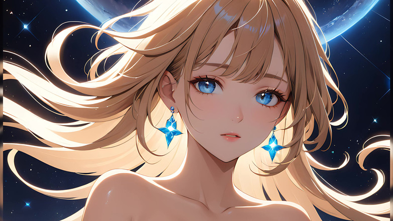 LustRender: Cosmic Serenity: krásná mladá žena se hvězdným prachem na tvářích