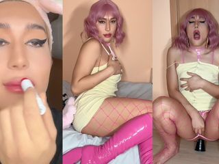 Viper Fierce: Sissy Chlapec Feminizace Make-up Vaping Crossdress Dildo Jízda