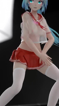 [mmd] Chocolate Cream Jk; Sexy College Girl Uniform; Ultra-short Skirt; White Stockings; Red-soled High Heels