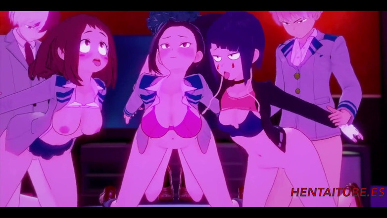 Yaoitube: Hentai boku sans héros - orgie, Yaoyorozu Momo, Ochako Uraraka et...
