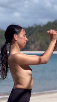 Blowjob and Handjob on the Best Beach with a Swallowing Load