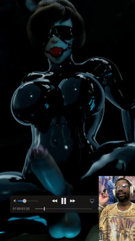 Mei Is a Tasty Sexy Futa Cock Pre-cumming BDSM Latex Ball Gag Blindfold Wearing Queen