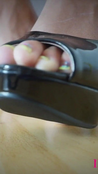 Thrilled by Black Heels- Goddess Rosie Reed Wears Shiny Black High Heels to Step on Your Slave Cock and Balls- Ebony Femdom CBT-