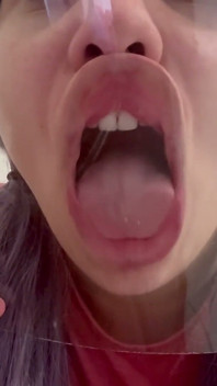 Silly Face Fetish and Squirting Milk Onto a Glass Table