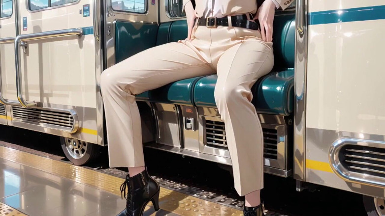 Tay Swift X: Leaning Against the Vintage Train Door, She Runs Her Hand...