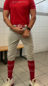 Buff Dilfjockdad87 Edges in the Locker Room in Baseball Gear