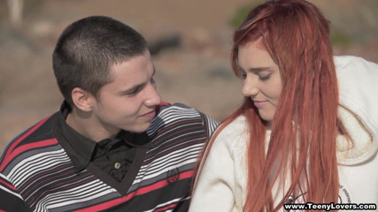 Teeny Lovers: Redhead teeny fucked in a park