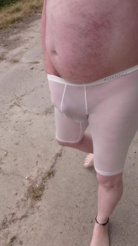 Short Tour in Transparent Short on Dirt Road