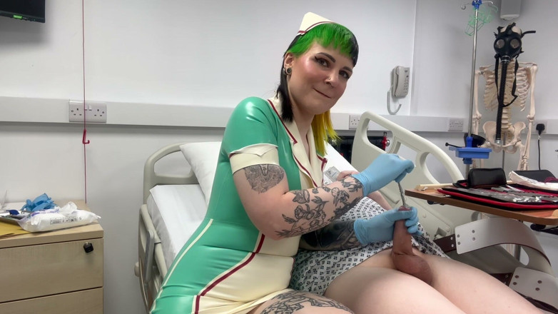 Bigtiddygoth: Nurse Ruby's Sounding Exam - Sizing up Her Patient's Tiny Urethra